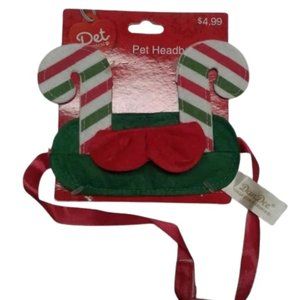 Candy Cane Pet Headband New Christmas holiday Adjustable Green Red Dog Cat